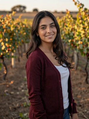 Florencia, 29, Uruguayan single from Maldonado with dark hair at a vineyard - verified dating profile