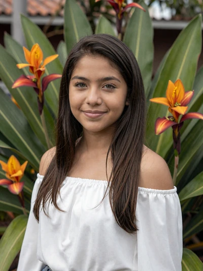 Génesis, 22, Honduran woman from El Progreso in white blouse in tropical garden - Latin 312 verified profile