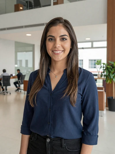 Wendy, 26, Honduran woman from Tegucigalpa in navy blouse at modern office - Latin 312 Dating verified profile