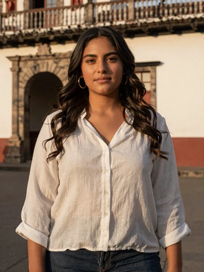 Valeria, 28, Costa Rican woman from Heredia in white linen blouse near colonial architecture - Latin 312 verified profile