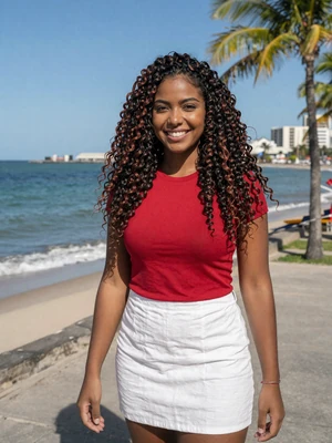 Camila, 25, joyful Dominican woman with curly dark hair from Santo Domingo on Latin 312 Dating