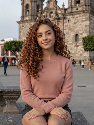 Josefa, 23, Chilean single from La Serena with curly chestnut hair at colonial plaza - verified dating profile