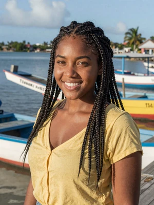 Tamara, 24, Grenadian single from Gouyave with braided hair by fishing harbor - verified dating profile