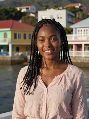 Jasmine, 25, Grenadian woman from St. George's with box braids at Carenage waterfront - Latin 312 verified profile