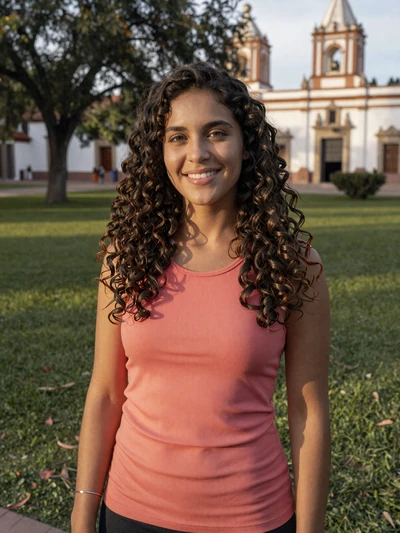 Luciana, 28, Argentinian single from Tucumán with curly hair at a green park - verified dating profile