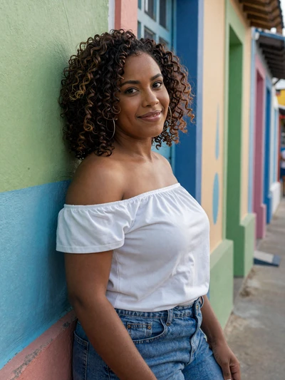 Keisha, 27, mixed-heritage Guyanese single from Georgetown against colorful wall - verified dating profile