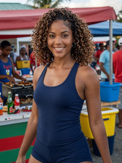 Roshelle, 26, Barbadian woman from Oistins with curly brown hair at the Friday night Fish Fry - Latin 312 Dating profile