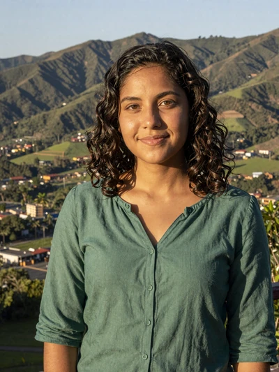 Karla, 25, Nicaraguan woman from Estelí in green blouse at mountain lookout with valley views - Latin 312 Dating profile
