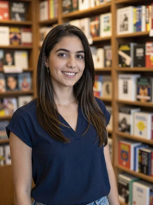 Agustina, 25, Uruguayan woman from Montevideo at a bookstore with warm lighting - Latin 312 Dating verified profile